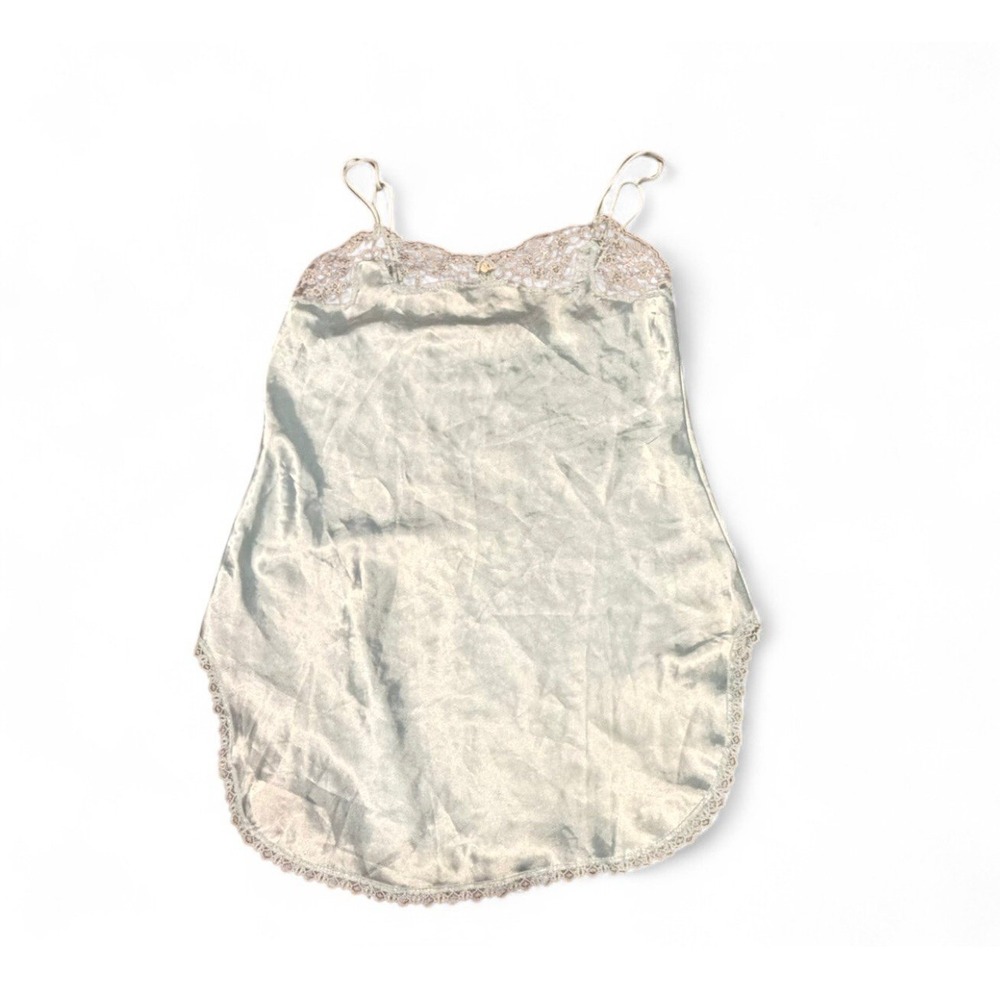 Vintage Victoria's Secret Small Blue Satin Lace Babydoll Slip Lingerie USA